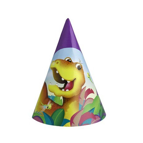 6 chapeaux de fête Dino