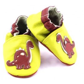Chaussure de bébé en cuir souple dinosaure